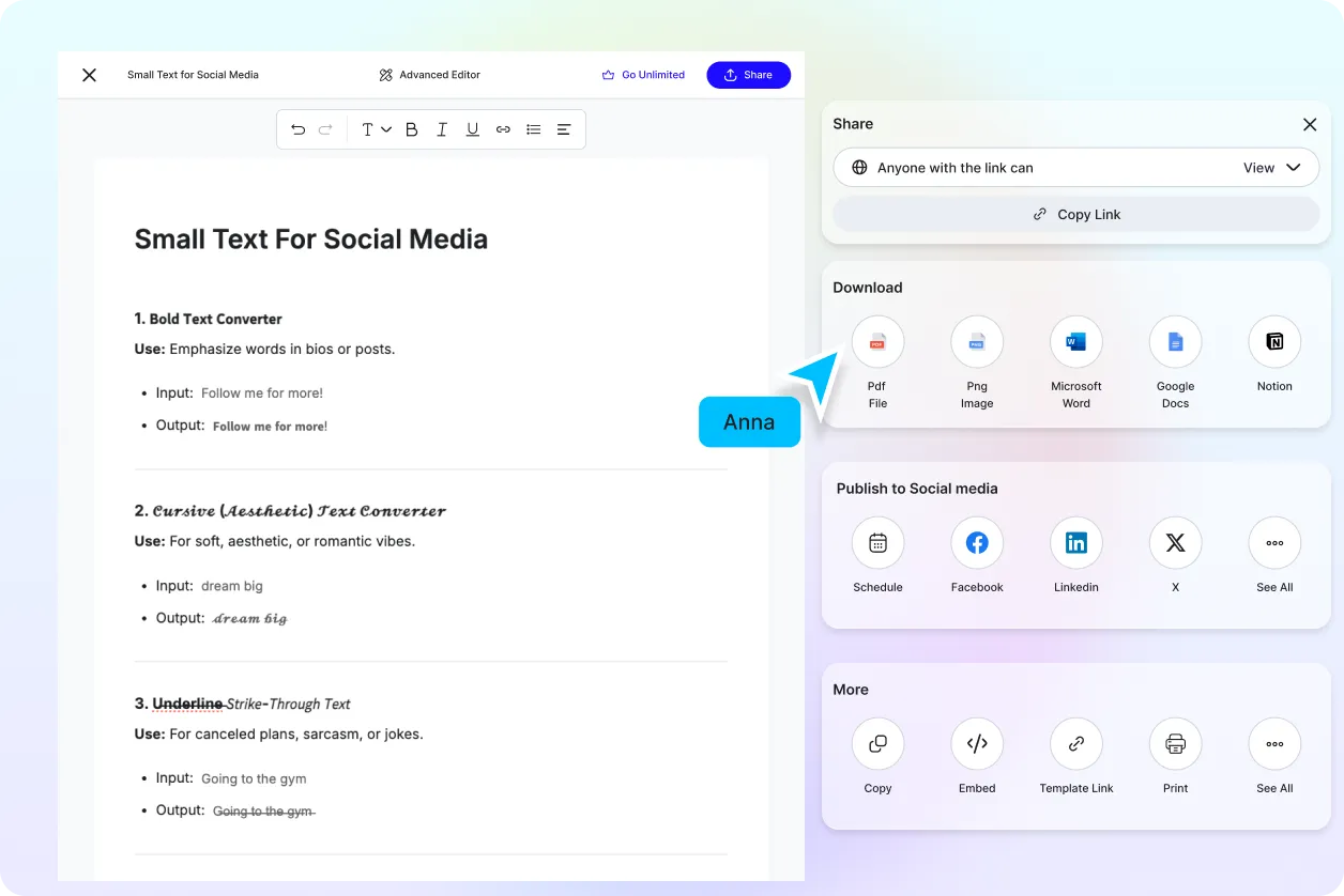 Free AI Small Text Generator, Stylish Small Text Maker Tool